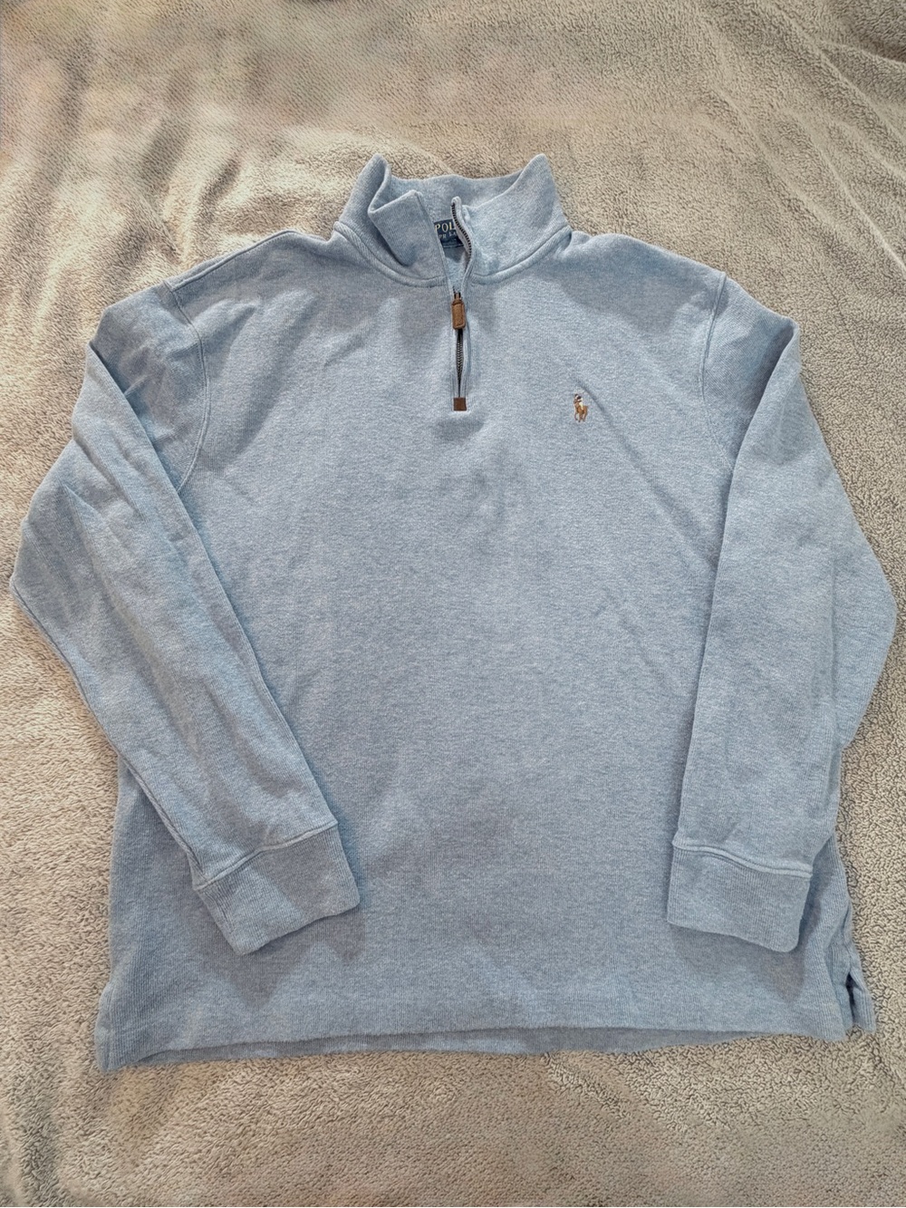 Polo Ralph Lauren Men's Quarter Zip Pullover Sweater Light Blue XL